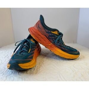 Hoka Speedgoat 5 Mens Size 9B Trail Running Shoes Teal Orange Vibram
